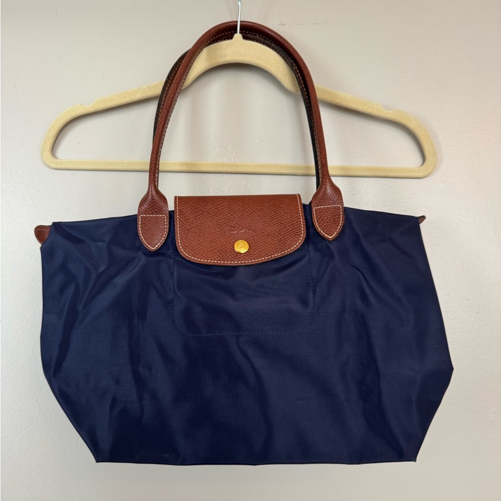 Longchamp Small Navy and Brown Tote Bag